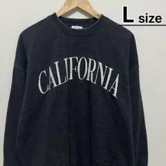 USA古着　スウェット　L　ダークグレー　色褪せ風　刺繍　CALIFORNIA