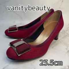 vanitybeautyスクエアビジューリボン付パンプス23.5 ボルドー日本製のサムネイル