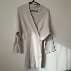 アイボリー リブニットロングワンピース Fサイズ