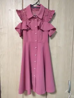 evelyn ピンク オフショルダー ワンピース レース