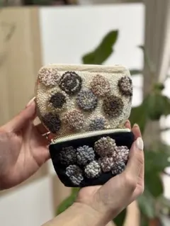 ファスナーポーチ　カラフルドット 【パンチニードルポーチ】ハンドメイド２点セット