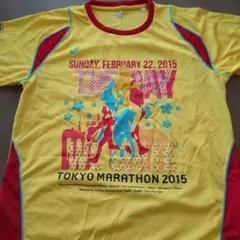 ASICS 東京マラソン2015記念Tシャツ イエロー Lサイズのサムネイル