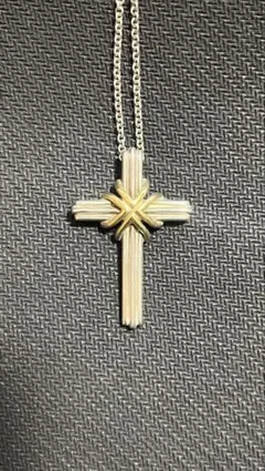 美品　ティファニー　シグネチャー　クロス　925 750 ネックレス