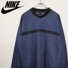 ナイキ NIKE 刺繍 ポリエステル トレーナー ネイビー L【古着】