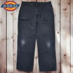 Dickies ダブルニーペインターパンツ 極太ダックパンツ 黒フェード W38