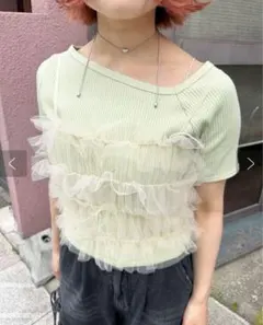 kastane カスタネ アシメリブTee グリーンのサムネイル