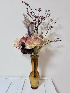 造花　インテリアフラワー　ガラス花瓶付き