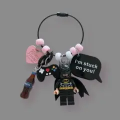 じゃらじゃらキーホルダー ブラック ピンク 黒 バッドマン レゴ