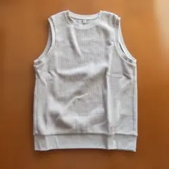 UNIQLO ワッフルベスト 160 サイズ ベージュ グレージュ