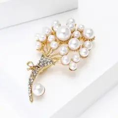ブローチ 花束 パール クリスタル フォーマル 花 卒業式 入学式 上品 ③