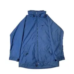 90sNIKE ナイキ 中綿　ナイロンジャケット 刺繍ロゴ ブルー M