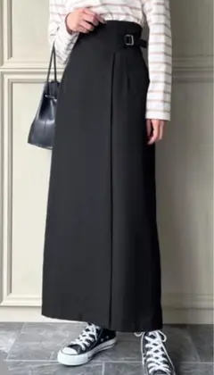 JUNOAH ハイウエストラップ風ロングスカートのサムネイル