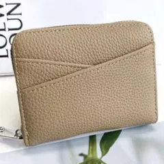 ミニ財布 二つ折り財布 レディース お札がそのまま入る財布 ベージュ