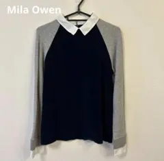 Mila Owen 襟付きトップス スウェット バイカラー ネイビー グレー