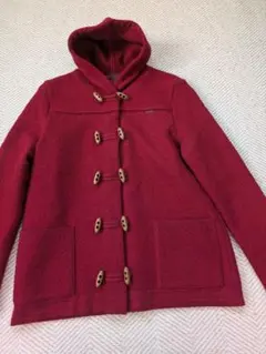 美品マドモアゼルノンノン　ウール　フード付きダッフルニットジャケット40(L)赤