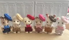 シルバニアファミリー　ロンパースとベレー帽のセット　コーデュロイ6色