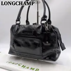 極美品】ロンシャン ワンショルダー 2wayハーフムーン シボ革 ブラック