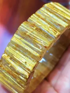 ⭐︎【天然】ゴールドタイチンルチル クォーツ ブレスレット バングル 64.5g