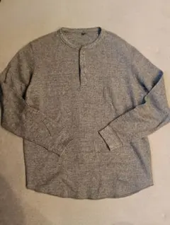 UNIQLO ユニクロ ワッフルヘンリーネックTシャツ ヘザーグレー XL