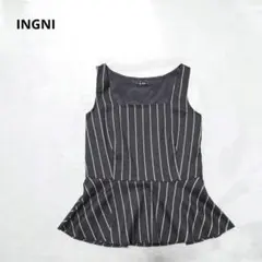 B8-2442　ブラウス　ノースリーブ　ティアード　ストライプ　M【イング】