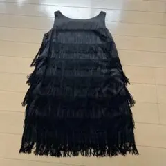 Ray BEAMS フリンジ ノースリーブ ワンピース ブラックのサムネイル