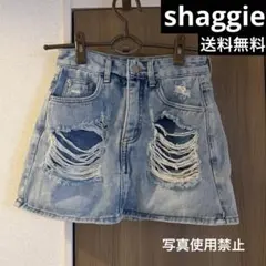 shaggie シャギー ダメージ デニムミニスカート インナー付き 送料無料のサムネイル