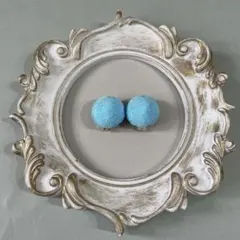 EP-8 七五三　和装　着物リメイク　ぷっくりイヤリング　水色　髪飾り　753