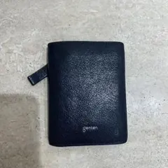 genten 二つ折り財布 黒 レザー