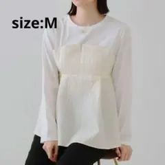 試着のみ　タグ付き　オペークドットクリップ　トップス　長袖　ホワイト　Mサイズ