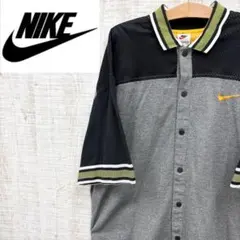 PP12《90S》ナイキ　スナップボタンシャツ　半袖Tシャツ　刺繡ロゴ　銀タグ