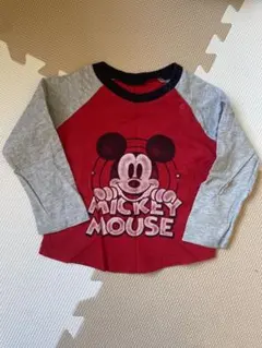 ミッキーマウス Tシャツ 90センチ　赤/グレー