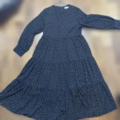 LOWRYS FARM ドット柄ロングワンピース L