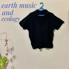 美品！ ネイビーフレンチスリーブシャツ アースミュージックアンドエコロジー