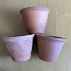 ３鉢　植木鉢　素焼き　テラコッタ　②のサムネイル
