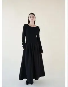 リブニットドッキングワンピース ブラック