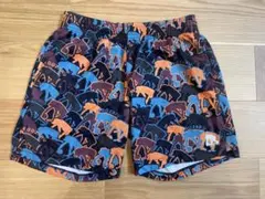 ディファレントロゴ ショートパンツ　ひざ上丈　ブラック×オレンジ　Lサイズ