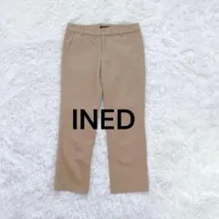 イネド◆INED ストレッチテーパードパンツ M ライトブラウン ステッチ 厚手