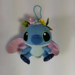 スティッチ 花冠付き ぬいぐるみキーホルダー