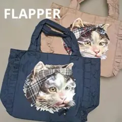 新品未使用　FLAPPER　 猫顔プリント トートバッグ　ネイビー