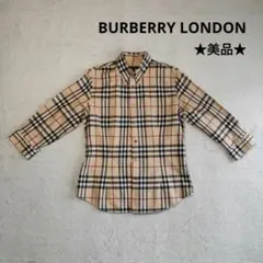 【美品】バーバリー ロンドン ノバチェック 七分袖 シャツ 英国製 M