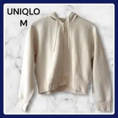【美品】 UNIQLO ドライスウェットクロップドフルジップ パーカー 長袖 M