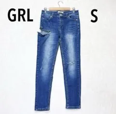 グレイル サイドカットクラッシュスキニーデニムパンツ S ストレッチ ジーンズ