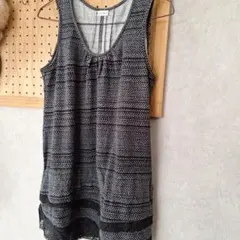 ivory beads ノースリーブチュニック ブラック/ホワイト