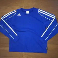 adidas 青 長袖 Tシャツ 3本ライン