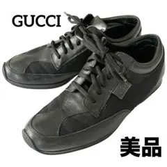 【美品】◾️GUCCI グッチ◾️スニーカー◾️ブランドロゴ◾️レザー◾️ブラックのサムネイル