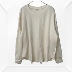 1361☆ユニクロ　UNIQLO ワッフルT L ゆったり　長袖　アイボリー