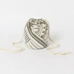 KBF ビーズ刺繍ショルダーバッグ/巾着バッグ