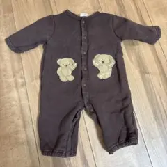 ブラウン クマ刺繍ロンパース 50-70cm