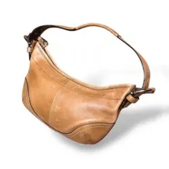 コーチ　ワンショルダーバッグ　アクセサリーポーチ　ホーボー　レザー　肩掛け　茶