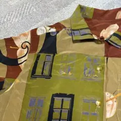 総柄 半袖シャツ アート柄 レトロ